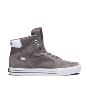 Supra Mens VAIDER Charcoal/white High Top Shoes | CA-62492